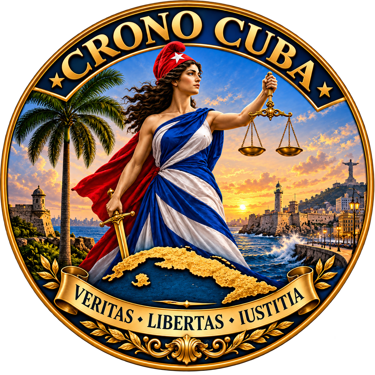 Emblema de CronoCuba: Libertad y Justicia, símbolos de Cuba